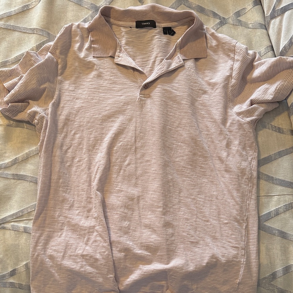 Theory Men's Light Pink Polo Shirt